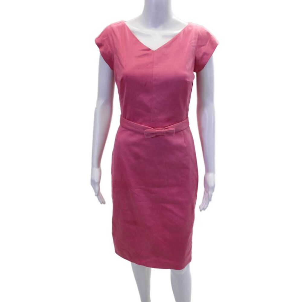Tuleh Womens Cotton Off The Shoulder Bow Belt Sleeveless Dress Pink Size 4
